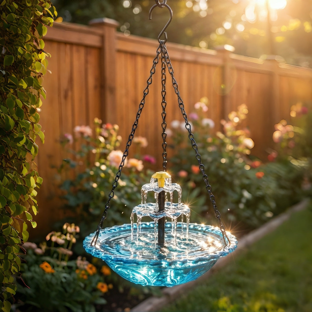 🔥New Year 70% Off-Solar Cascade Hanging Bird Bath Fountain-WH